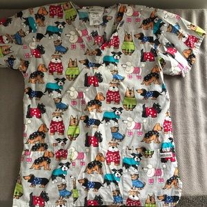 Puppy Dog Women’s Small Scrub Top